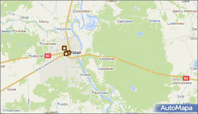 mapa Kaszewiec gmina Goworowo, Kaszewiec gmina Goworowo na mapie Targeo