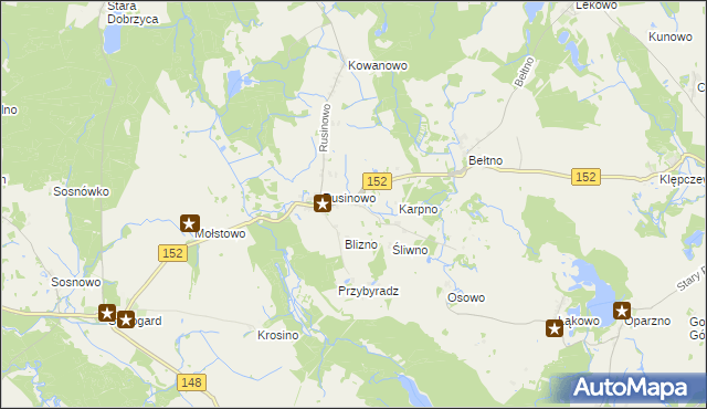 mapa Kawczyno, Kawczyno na mapie Targeo