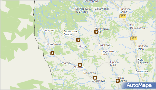 mapa Kiczory, Kiczory na mapie Targeo