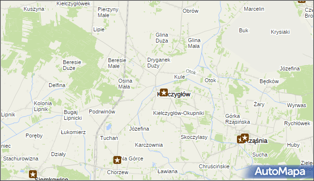 mapa Kiełczygłów, Kiełczygłów na mapie Targeo