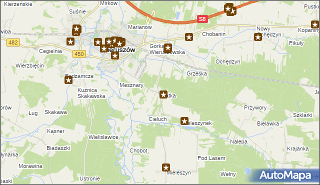 mapa Klatka gmina Wieruszów, Klatka gmina Wieruszów na mapie Targeo