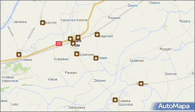 mapa Kławki, Kławki na mapie Targeo