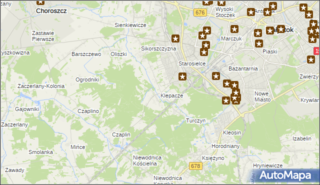 mapa Klepacze gmina Choroszcz, Klepacze gmina Choroszcz na mapie Targeo