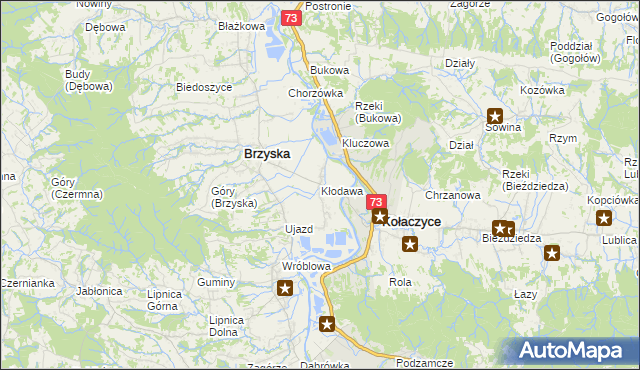 mapa Kłodawa gmina Brzyska, Kłodawa gmina Brzyska na mapie Targeo