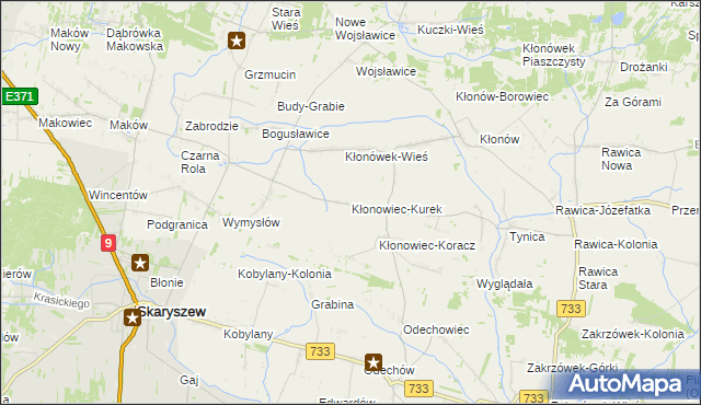 mapa Kłonowiec-Kurek, Kłonowiec-Kurek na mapie Targeo