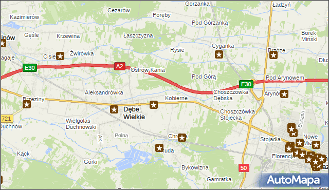 mapa Kobierne, Kobierne na mapie Targeo