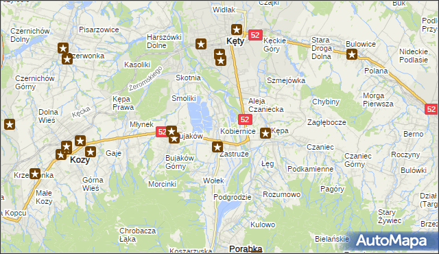 mapa Kobiernice, Kobiernice na mapie Targeo