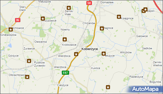 mapa Kobierzyce, Kobierzyce na mapie Targeo