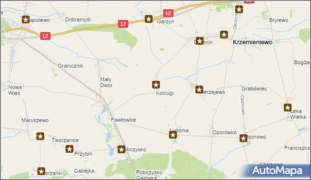 mapa Kociugi, Kociugi na mapie Targeo