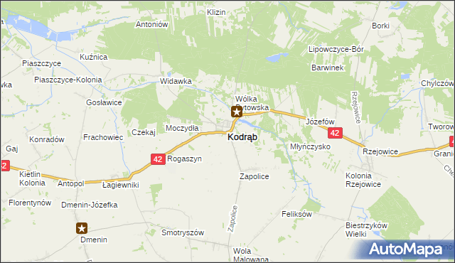 mapa Kodrąb powiat radomszczański, Kodrąb powiat radomszczański na mapie Targeo