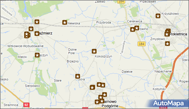 mapa Kokoszczyn gmina Tarnowo Podgórne, Kokoszczyn gmina Tarnowo Podgórne na mapie Targeo