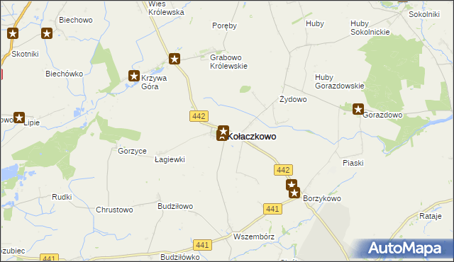 mapa Kołaczkowo powiat wrzesiński, Kołaczkowo powiat wrzesiński na mapie Targeo