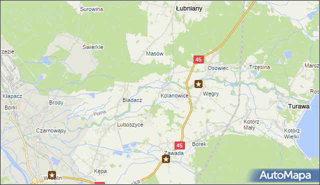 mapa Kolanowice, Kolanowice na mapie Targeo