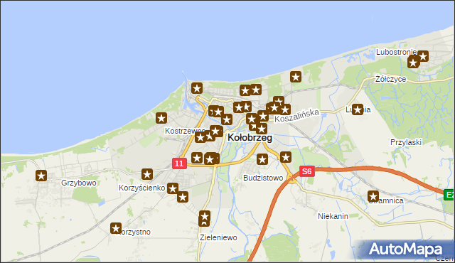 mapa Kołobrzegu, Kołobrzeg na mapie Targeo