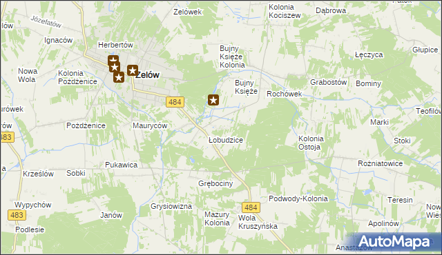 mapa Kolonia Łobudzice, Kolonia Łobudzice na mapie Targeo