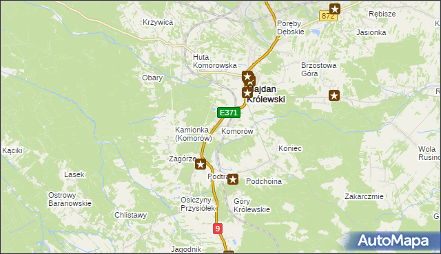 mapa Komorów gmina Majdan Królewski, Komorów gmina Majdan Królewski na mapie Targeo