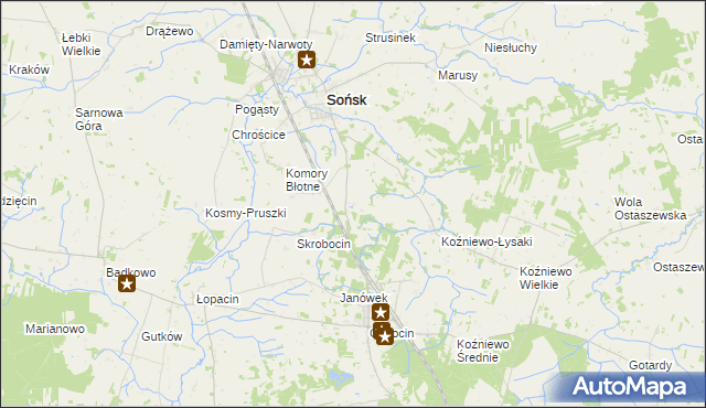 mapa Komory Dąbrowne, Komory Dąbrowne na mapie Targeo