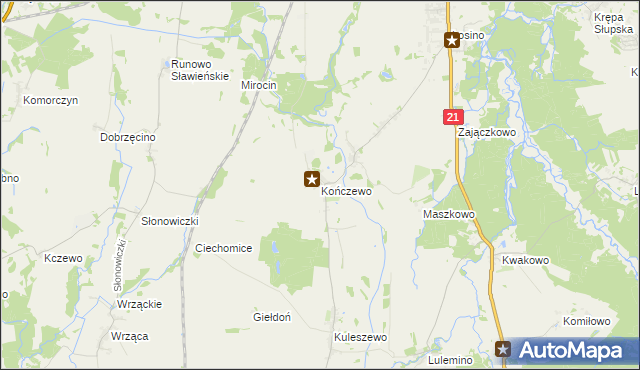 mapa Kończewo gmina Kobylnica, Kończewo gmina Kobylnica na mapie Targeo