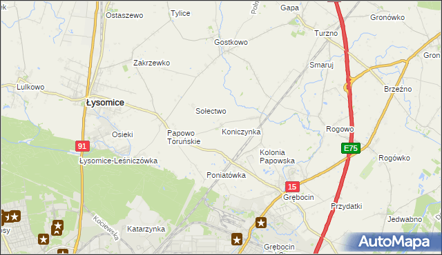 mapa Koniczynka, Koniczynka na mapie Targeo