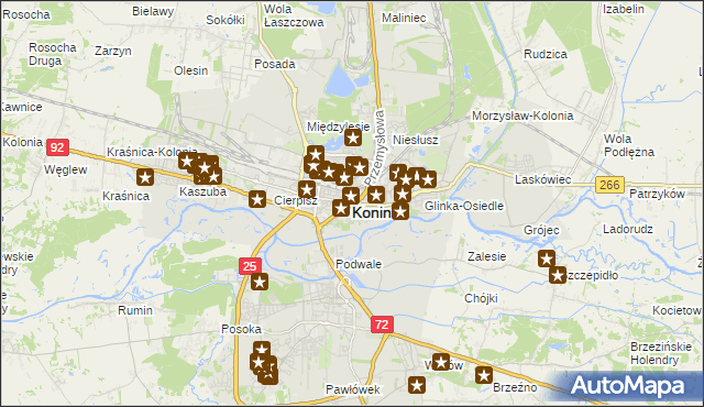 mapa Konina, Konin na mapie Targeo