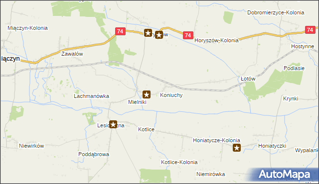 mapa Koniuchy, Koniuchy na mapie Targeo