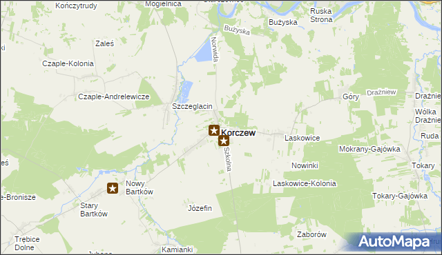 mapa Korczew powiat siedlecki, Korczew powiat siedlecki na mapie Targeo