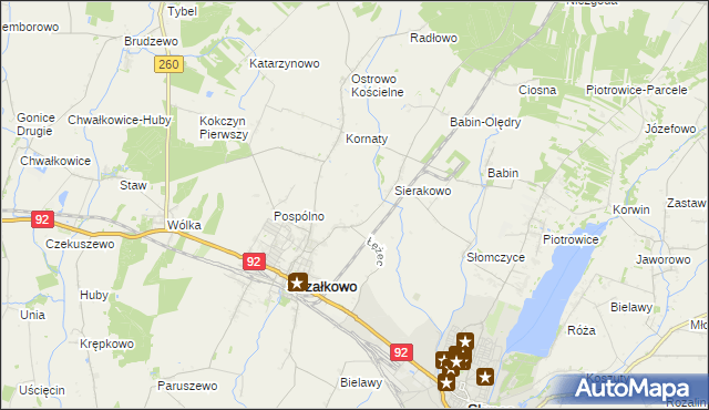 mapa Kornaty-Huby, Kornaty-Huby na mapie Targeo