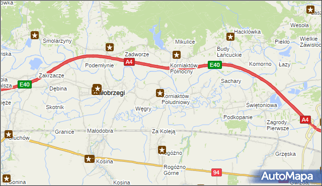 mapa Korniaktów Południowy, Korniaktów Południowy na mapie Targeo