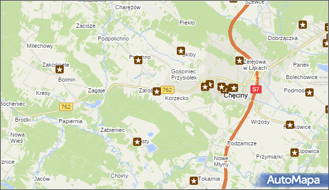 mapa Korzecko, Korzecko na mapie Targeo