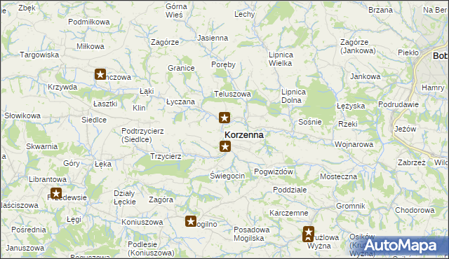 mapa Korzenna, Korzenna na mapie Targeo