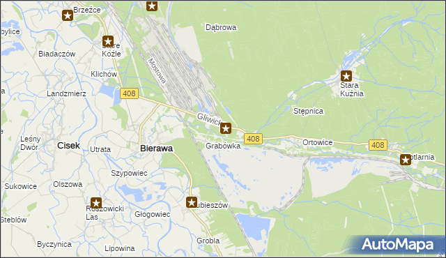 mapa Korzonek gmina Bierawa, Korzonek gmina Bierawa na mapie Targeo