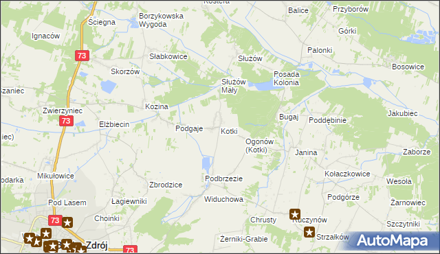 mapa Kotki gmina Busko-Zdrój, Kotki gmina Busko-Zdrój na mapie Targeo