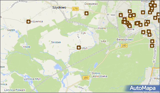mapa Kotuń gmina Szydłowo, Kotuń gmina Szydłowo na mapie Targeo