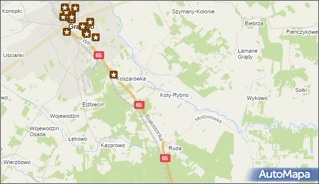 mapa Koty-Rybno, Koty-Rybno na mapie Targeo