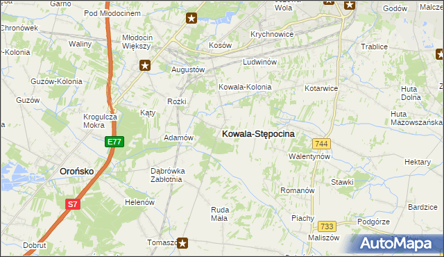 mapa Kowala-Stępocina, Kowala-Stępocina na mapie Targeo