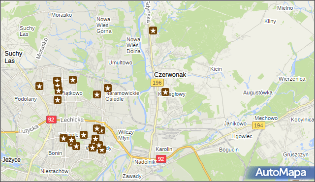 mapa Koziegłowy gmina Czerwonak, Koziegłowy gmina Czerwonak na mapie Targeo