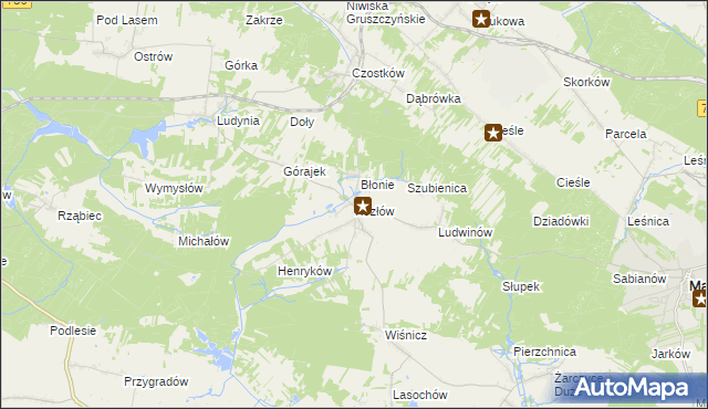 mapa Kozłów gmina Małogoszcz, Kozłów gmina Małogoszcz na mapie Targeo