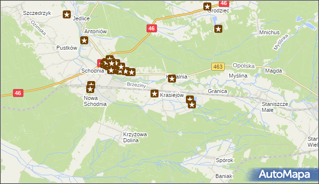 mapa Krasiejów, Krasiejów na mapie Targeo