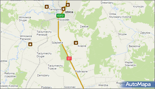 mapa Krasne gmina Stary Zamość, Krasne gmina Stary Zamość na mapie Targeo