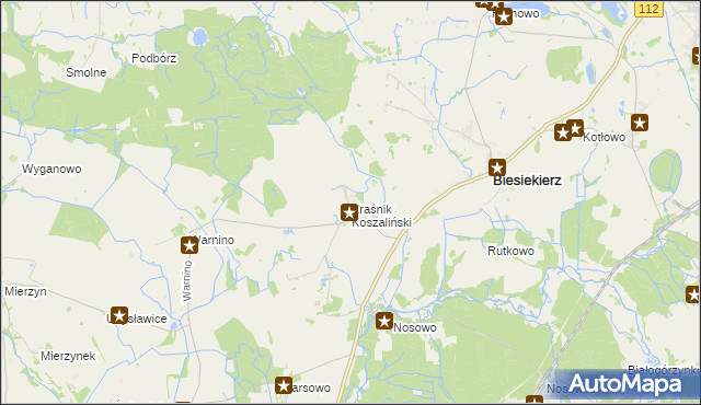 mapa Kraśnik Koszaliński, Kraśnik Koszaliński na mapie Targeo