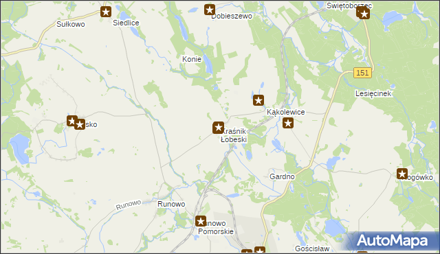 mapa Kraśnik Łobeski, Kraśnik Łobeski na mapie Targeo