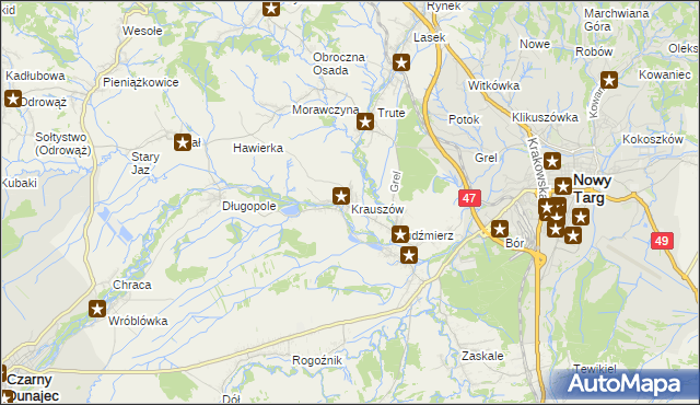 mapa Krauszów, Krauszów na mapie Targeo