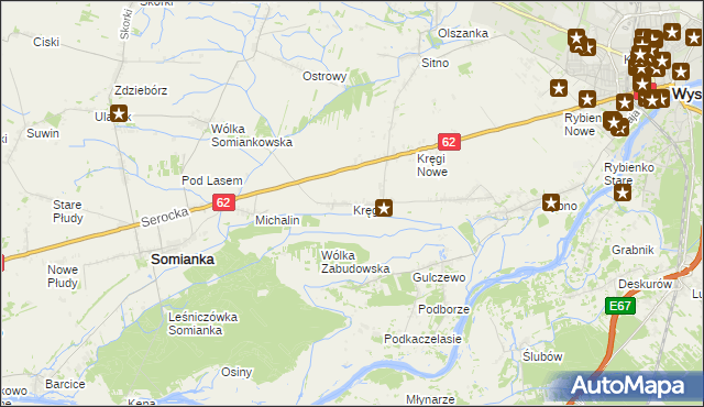 mapa Kręgi gmina Somianka, Kręgi gmina Somianka na mapie Targeo