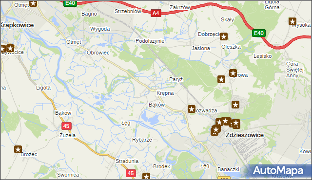 mapa Krępna, Krępna na mapie Targeo