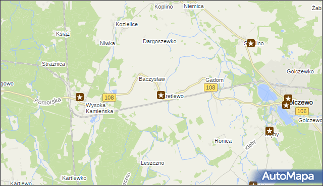 mapa Kretlewo, Kretlewo na mapie Targeo