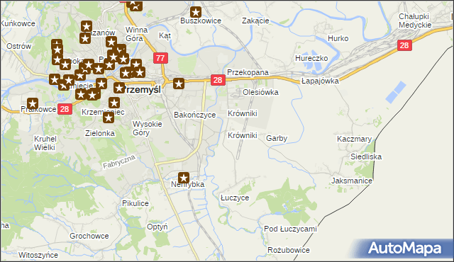 mapa Krówniki gmina Przemyśl, Krówniki gmina Przemyśl na mapie Targeo
