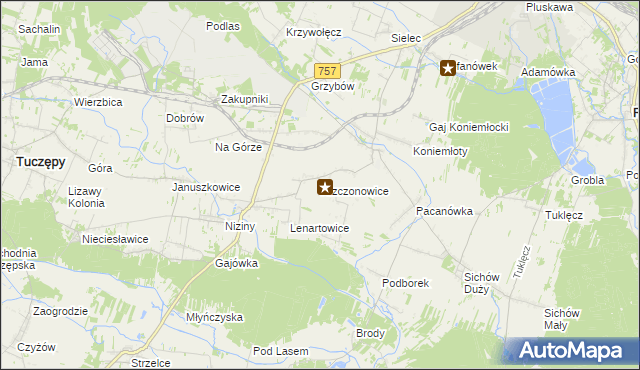 mapa Krzczonowice gmina Staszów, Krzczonowice gmina Staszów na mapie Targeo