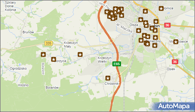 mapa Krzeczyn Wielki, Krzeczyn Wielki na mapie Targeo