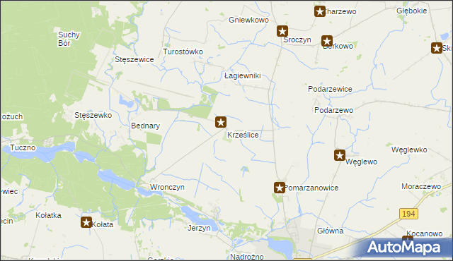 mapa Krześlice, Krześlice na mapie Targeo