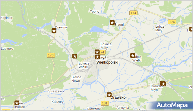 mapa Krzyż Wielkopolski, Krzyż Wielkopolski na mapie Targeo